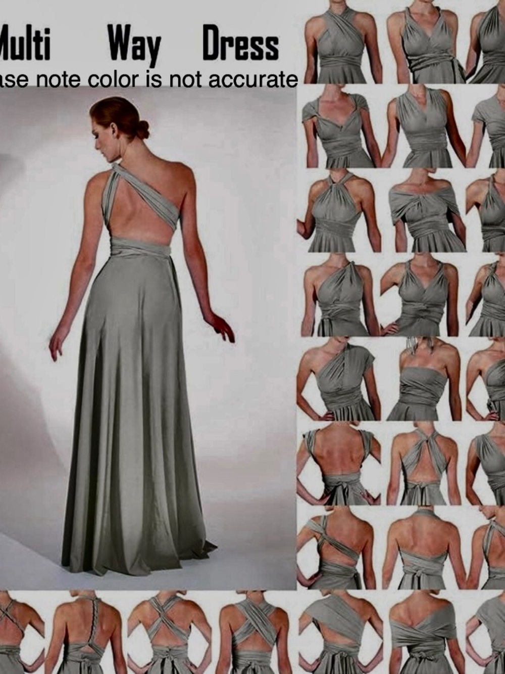 PROM! NWT Convertible MultiStyle Dress Formal Gown Infinity Transformer Charcoal